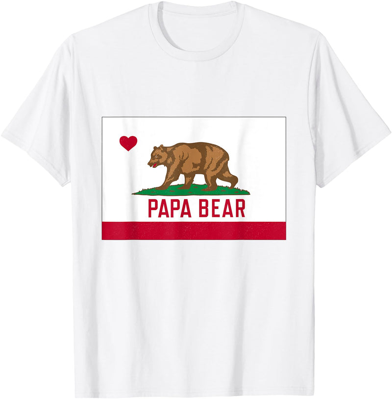 Papa Bear California Flag T-Shirt Papa Dad Bear California Flag T-Shirt - White