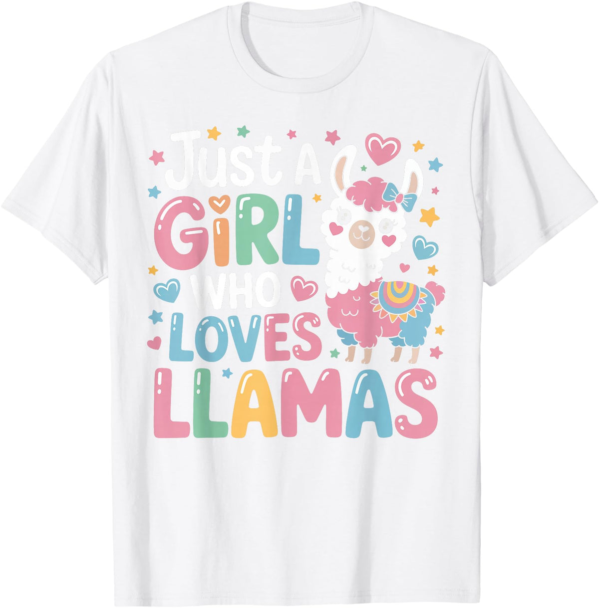 Funny Adorable Llama Lover Just a Girl Who Loves Cute Llamas Gifts for Girls Kids T-Shirt - White