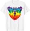Bear Gay Pride Novelty by Ryan Co. Geometric Bear LGBT Rainbow Flag Gay Pride Men Women T-Shirt - White