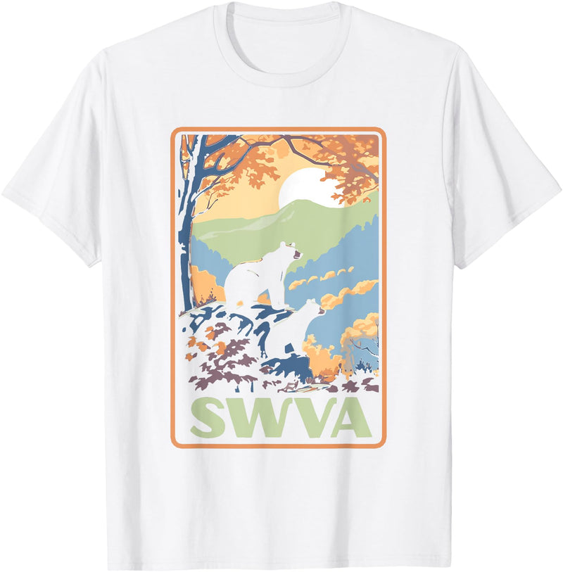 Giant Step Design Co. SWVA Southwest Virginia Black Bears Vintage Parks Poster T-Shirt - White