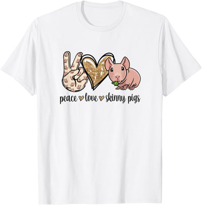 Womens Girls Cute Funny Peace Love Hairless Guinea Pig Lover Hoodie