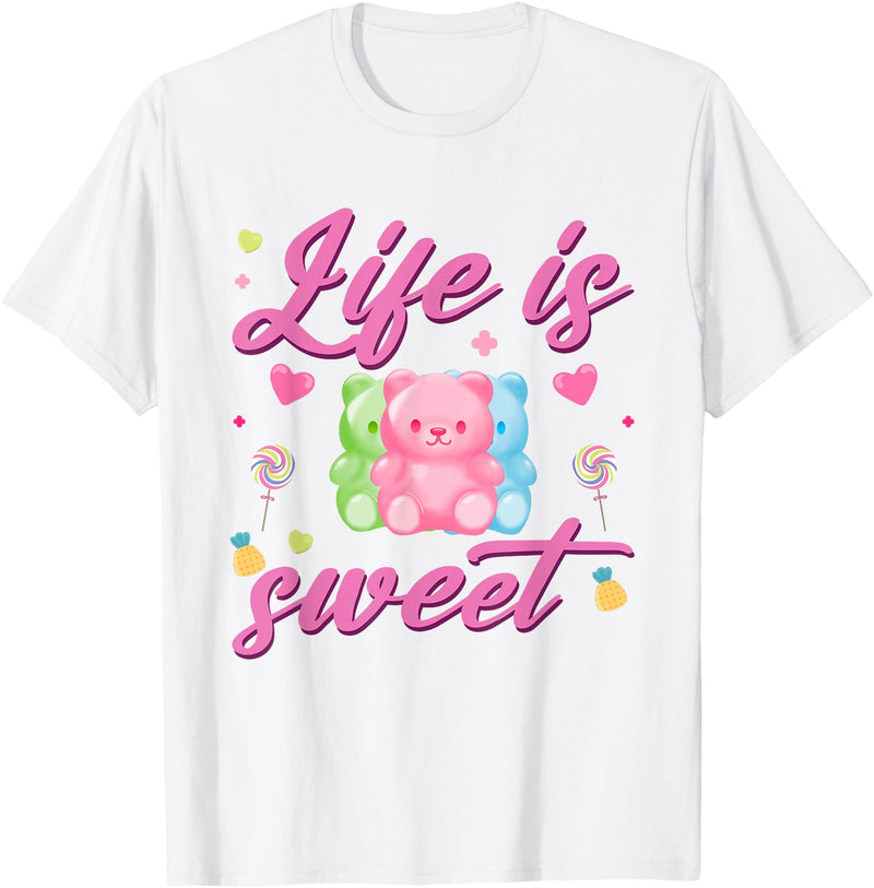 Funny gummy bear lover gummy bear candy Gummy Bear Life is Sweet Candy Gummy Bear T-Shirt - White