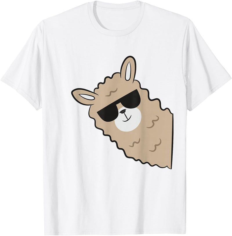 Funny Llama And Alpaca Gifts Cute Llama Alpaca with Sunglasses Funny Llama T-Shirt - White
