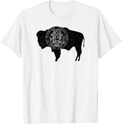 Cow State Seal of Wyoming Buffalo Flag T-Shirt