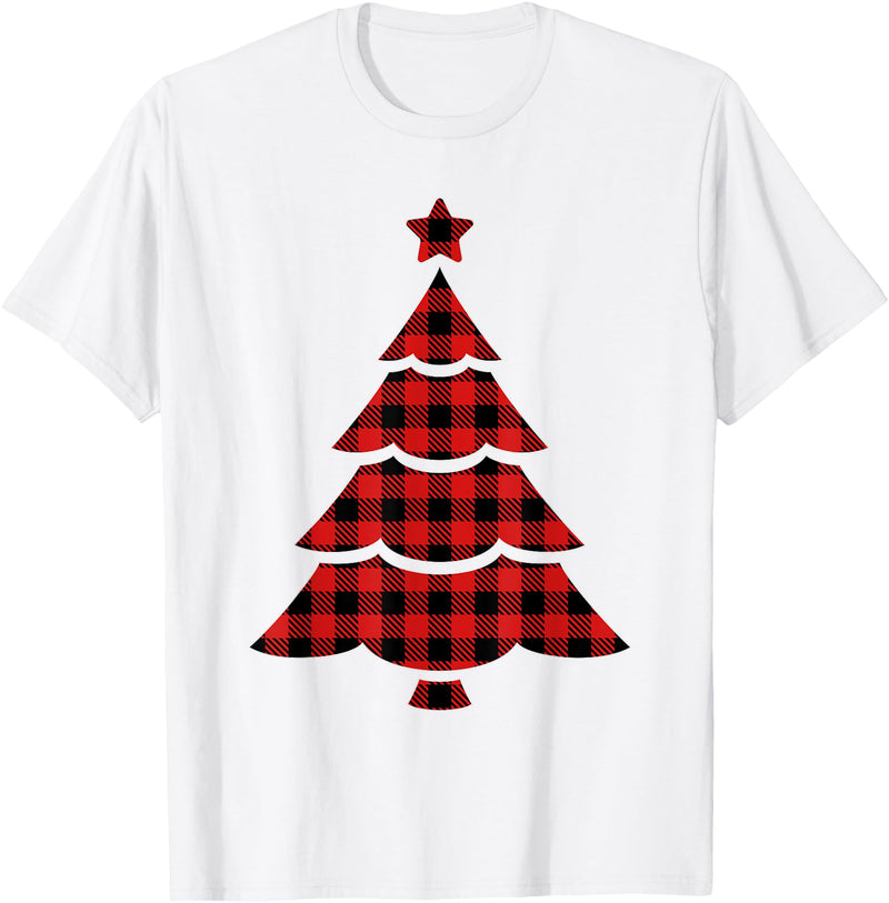 Christmas Buffalo Plaid Tree Tee Christmas Red & Black Buffalo Plaid Tree T-Shirt - White