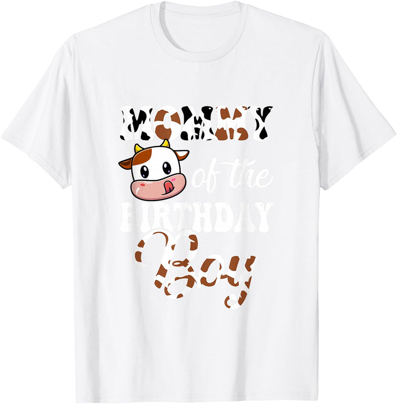 Love Family Matching Mommy of The Birthday Boy Cow Farm 1St Birthday Boy T-Shirt - White