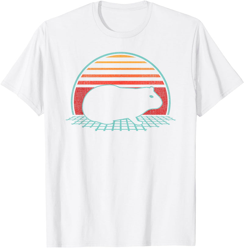 Guinea Pig Graphic Art Designs Guinea Pig Lover Animal Retro Vintage 80s Style T-Shirt - White