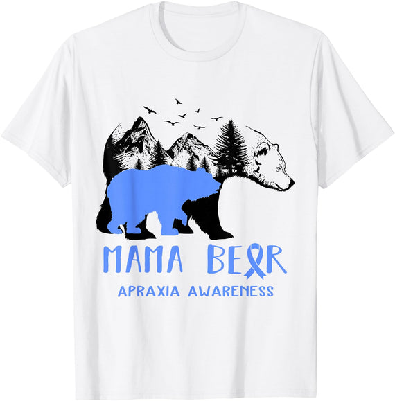 Mama Bear Apraxia Awareness Shirt For Women Men T-Shirt - White