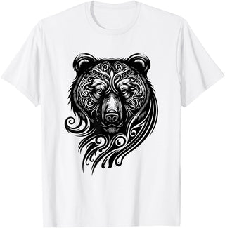 Best Tribal Tattoo Designs I Trends I Born for Art Bear Grizzly Nordic Indian Celtic Mythology Wild Animal Fan T-Shirt - White
