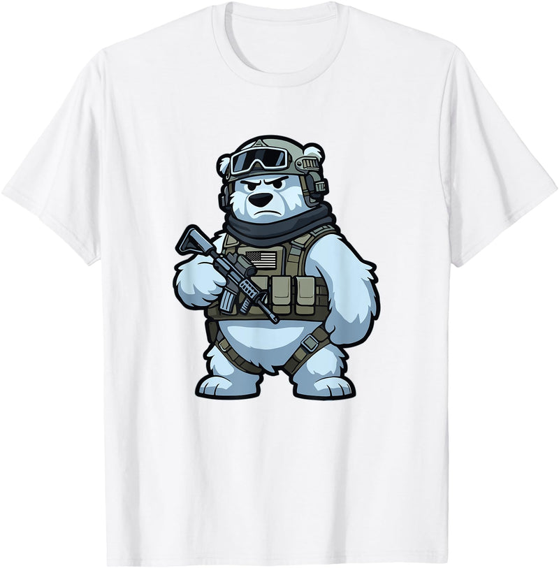 Nate's SOF-Tee's Christmas Drink Infantry Polar Bear Veteran Men Women Gift T-Shirt - White