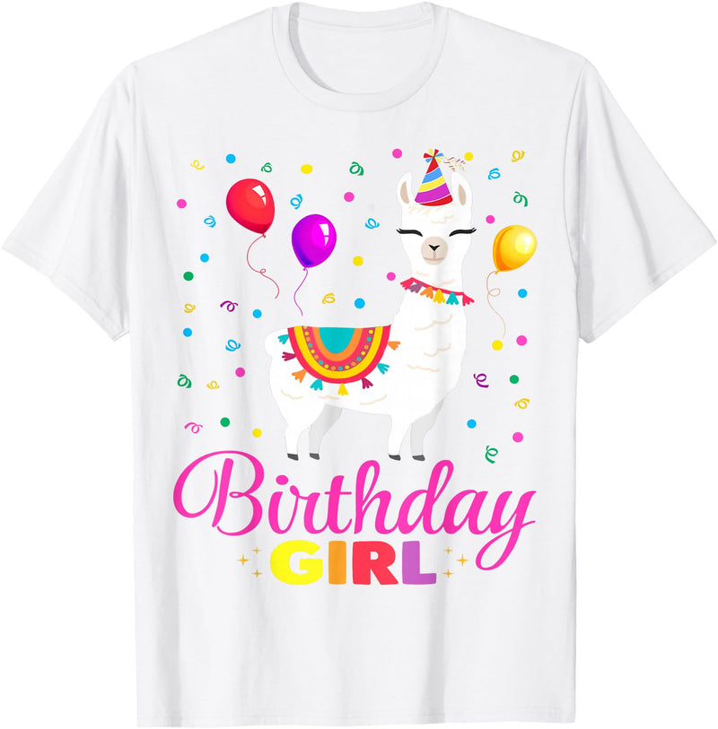 Birthday Llama Shirts Gift Cute Llama Shirt Party Animal Funny Gift for Birthday Girl T-Shirt - White