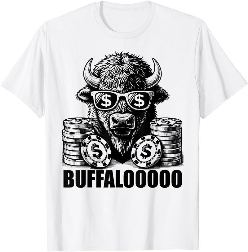 Gambling Gift Casino Gambler Stuff & Accessories Lucky Buffalo Casino Slot Machine BUFFALOOOOO Gambling T-Shirt, Small, Grey