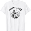 Exteevaganza Safety Third Cowboy Riding Bear Humorous Graphic T-Shirt - White