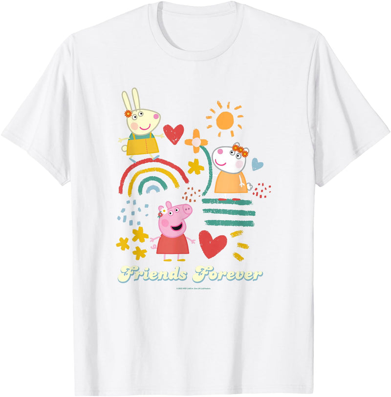 Peppa Pig Friends Forever Rebecca Rabbit & Suzy Sheep T-Shirt - White
