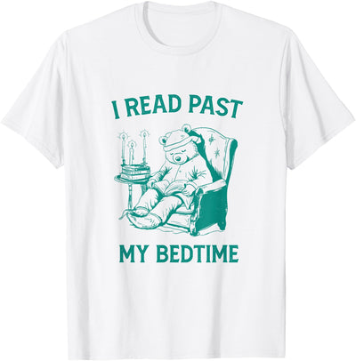 I Read Past My Bedtime Vintage Funny Teddy Bear Graphic T-Shirt