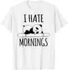 Funny humorous Sayings & Sarcastic Slogans Co. I Hate Mornings Panda Bear Cute Humor Night Owl PJ Men Women T-Shirt - White
