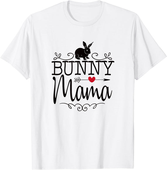 Bunny Mama Rabbit Mom Graphic for Women and Girls T-Shirt in White
