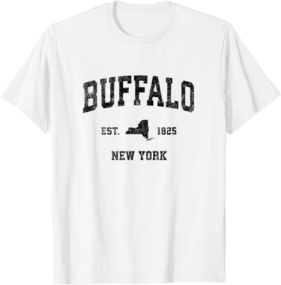 Cow Buffalo New York Ny Vintage Sports Design Black T-Shirt