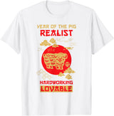 Pig Chinese Zodiac Design | Year of the Pig T-Shirt - White