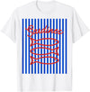 Sardines maritime fisherman aesthetic Fisherman aesthetic white blue stripes with sardine fish T-Shirt - White