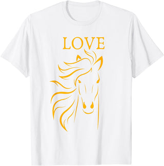 I Love Horses Shirts and Gifts Women and Girls Stylish Love Horse Head T-Shirt - White