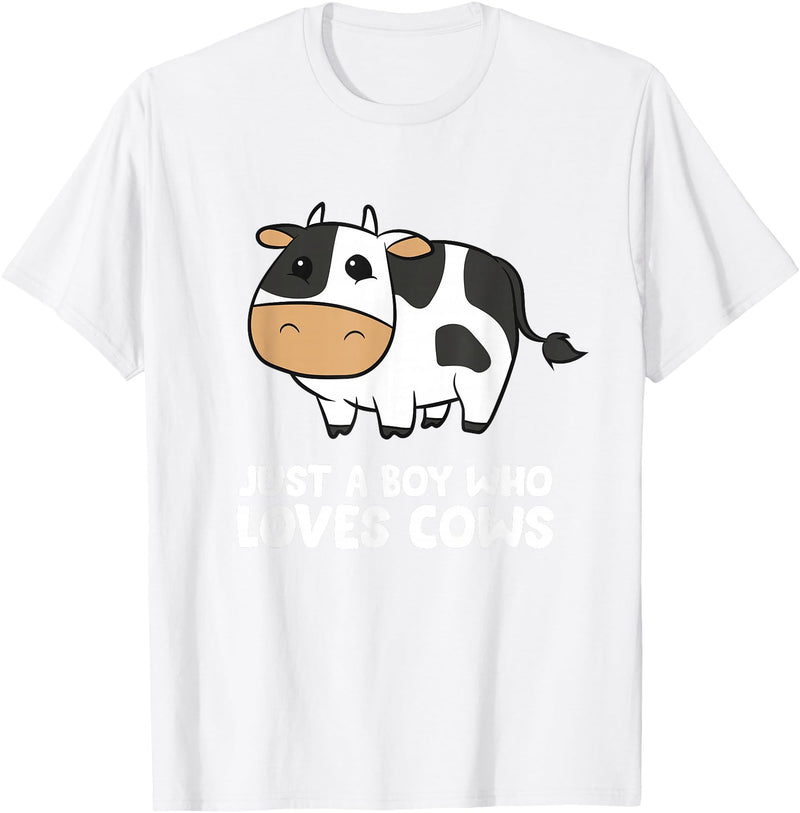 Funny Cow Lover Gifts Just a Boy Who Loves Cows T-Shirt - White