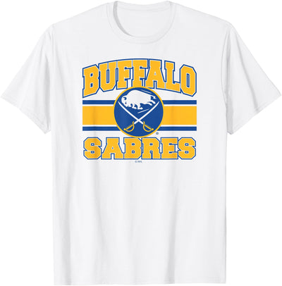Cow Buffalo Sabres Stripe White Officially T-Shirt