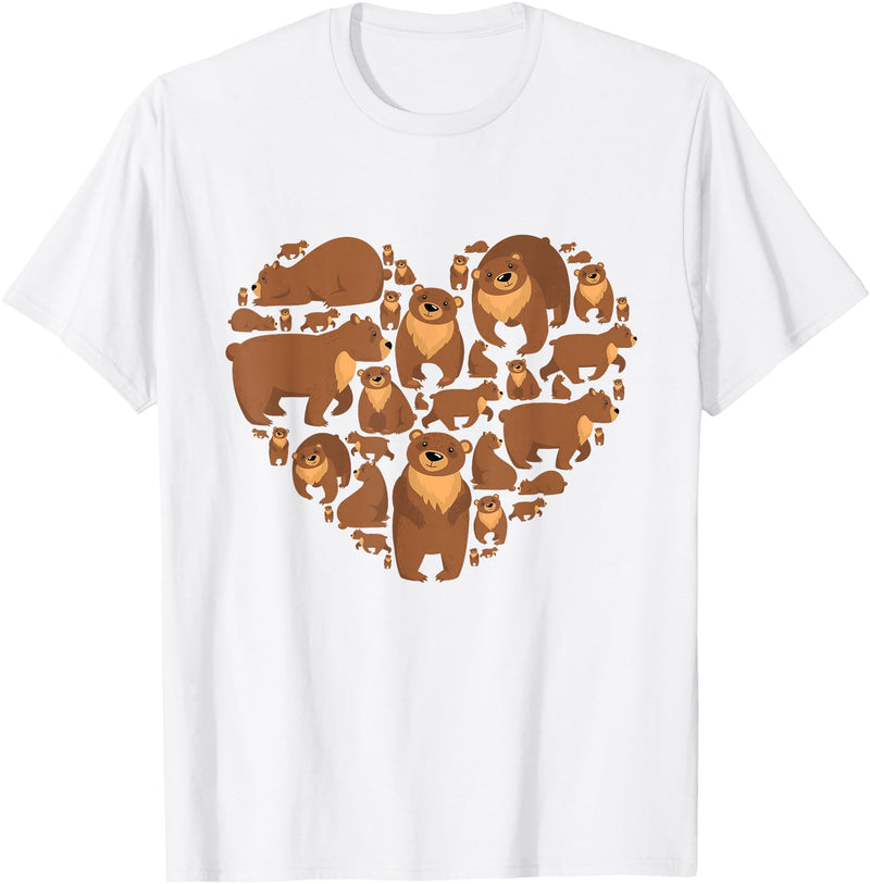 Grizzly Bear lover heart gifts idea Grizzly Bear lover heart bear love camping hiking men women T-Shirt - White