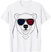 Polar Bear US Polar Bear 4th July America USA Flag T-Shirt for Women Kids Men - White
