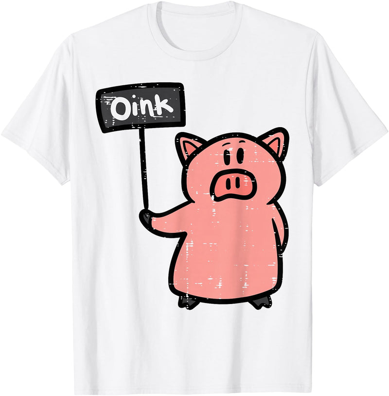 Pig Lover Shirts For Men Women Kids Pig Oink Sign Funny Hog Swine Farm Animal Men Women Kids T-Shirt - White