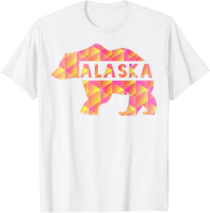 Proud Alaskan Bear Art Alaska State Pride Proud Alaskan Pink Grizzly Bear T-Shirt - White