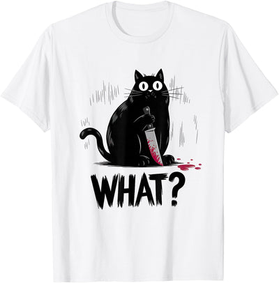 Cat Owners Black Cat What? Black Cat Murderous Cat With Knife Black Cat T-Shirt