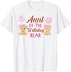 Family Birthday Bear Gifts Aunt of The Birthday for Girl Bear 1st Birthday Party Girl T-Shirt - White