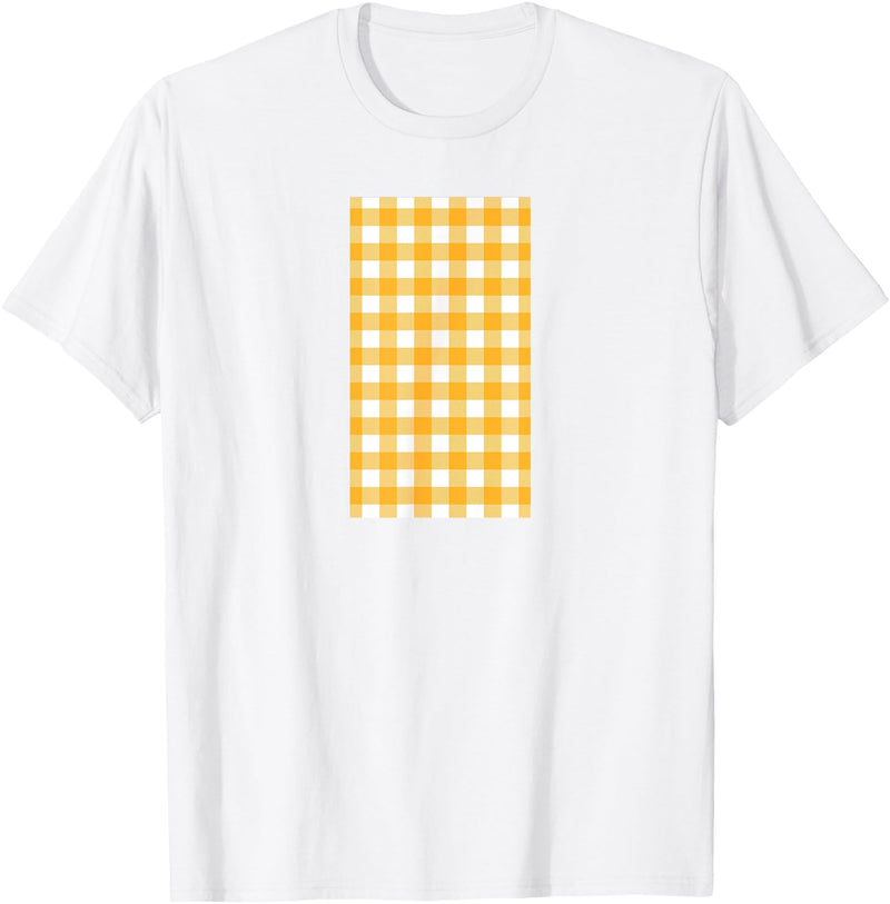 Buffalo Plaid and Checkered Squares Yellow Checkered Square Buffalo Plaid T-Shirt - White