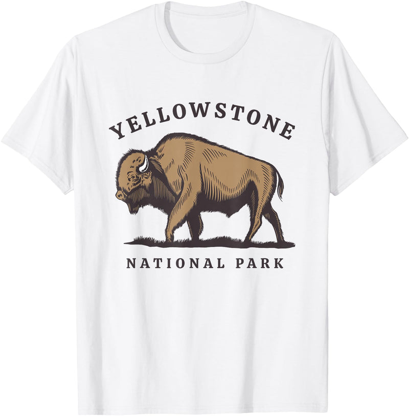 Yellowstone National Park Bison Clothing Co Yellowstone National Park Wyoming Buffalo Bison T-Shirt - White