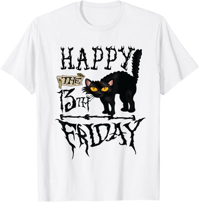 Haunted Costumes Apparel Happy Friday 13th Black Cat Scary Halloween Shirt