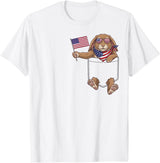 Rabbit Pocket Patriotic American Flag 4th of July USA T-Shirt in White