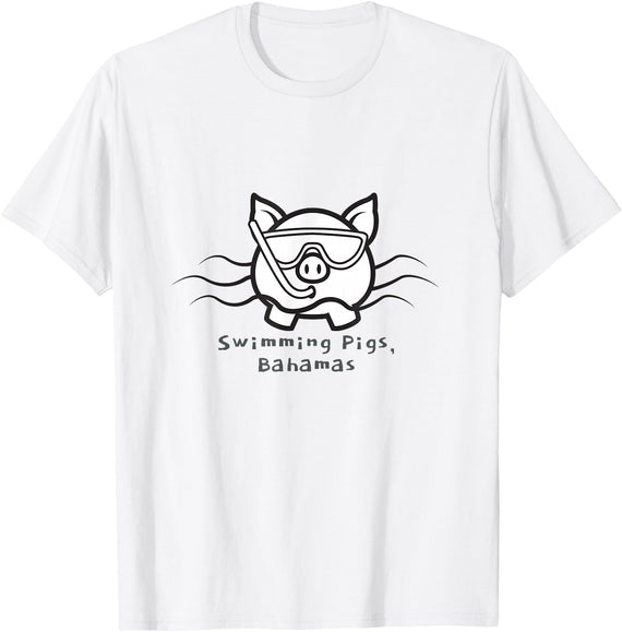 Bahamas Swimming Pigs Snorkeling Front & Back Tshirt T-Shirt - White