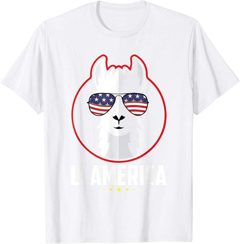 Cool Llama - Zoo - Wildlife Stuff Llamerica Llama T-Shirt - White