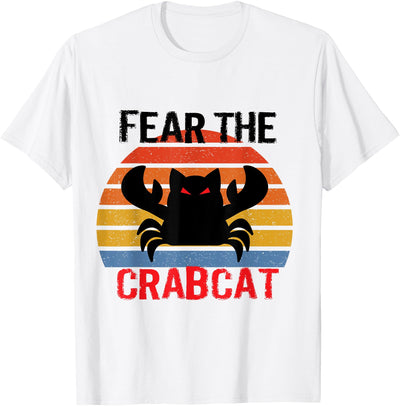 Fear the Crabcat Tees - Funny Crab Cat Cryptozoology T-Shirt - Unisex-Adults/Kids - Blue - Small - Short Sleeve - Classic Fit - Cotton/Polyester