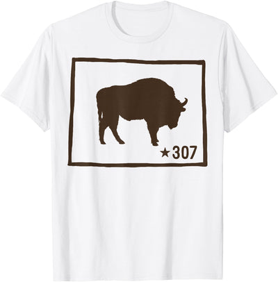 Cow 307 Area Code Buffalo State Outline T-Shirt