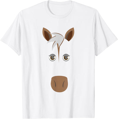 Pferdegesicht Bauernhof Tier Funny Horse Face T-Shirt, Halloween Face Costume T-Shirt
