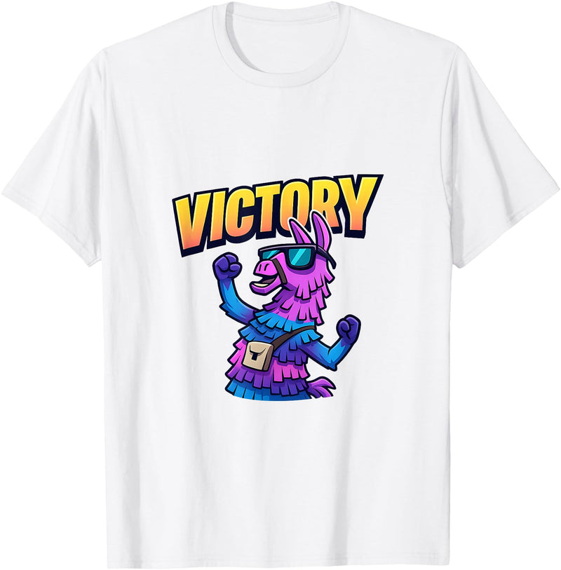 PixelLlama Victory Gaming Victory Llama T-Shirt - White
