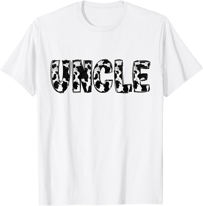 Cow Print Designs for the whole Family Uncle Cow Pattern Cow Print T-Shirt - White