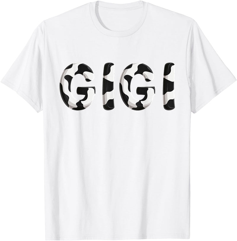 Cow Pattern Print Family Matching Birthday Shirts Cow Gigi Birthday Family Matching Mothers Day Boy Girl Farm T-Shirt - White