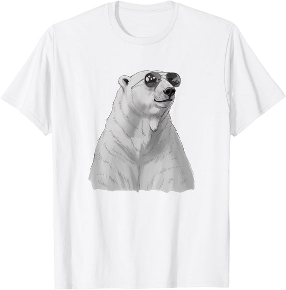 Polar Funny Chill Apparel Cool Polar Bear with Sunglasses Arctic Wildlife Design T-Shirt - White