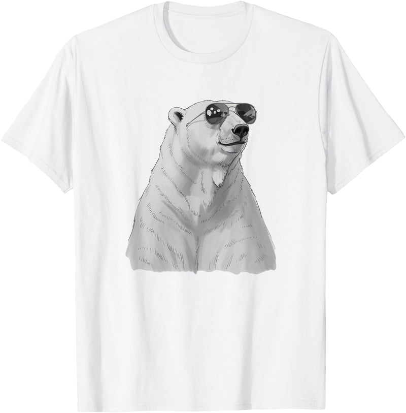 Polar Funny Chill Apparel Cool Polar Bear with Sunglasses Arctic Wildlife Design T-Shirt - White