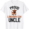 Cute Longhorn Cow Family Apparel Proud Longhorn Cow Uncle Cute Longhorn Cow Family T-Shirt - White