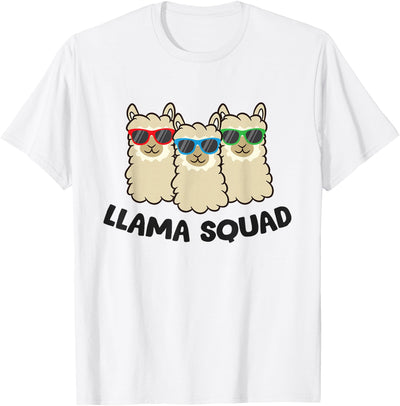 Llama Gifts For Llama Lovers Llama Squad Team Llama Matching Sunglasses LLamas T-Shirt