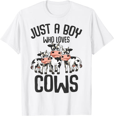 Just a Boy Who Loves Cows Farmers Cow Kids Toddler Boys T-Shirt
